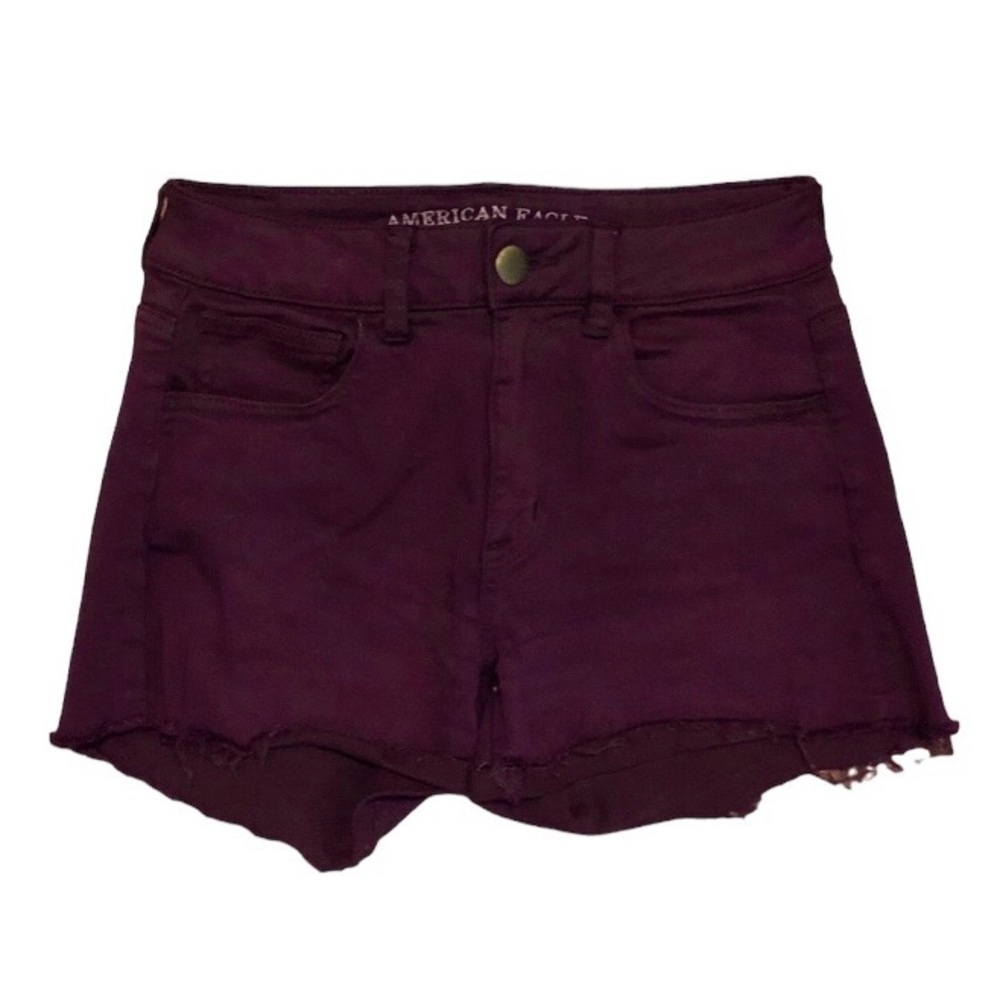 American Eagle Outfitters Super Stretch Hi-Rise Shortie Burgundy Shorts, size 4 - Picture 6 of 6